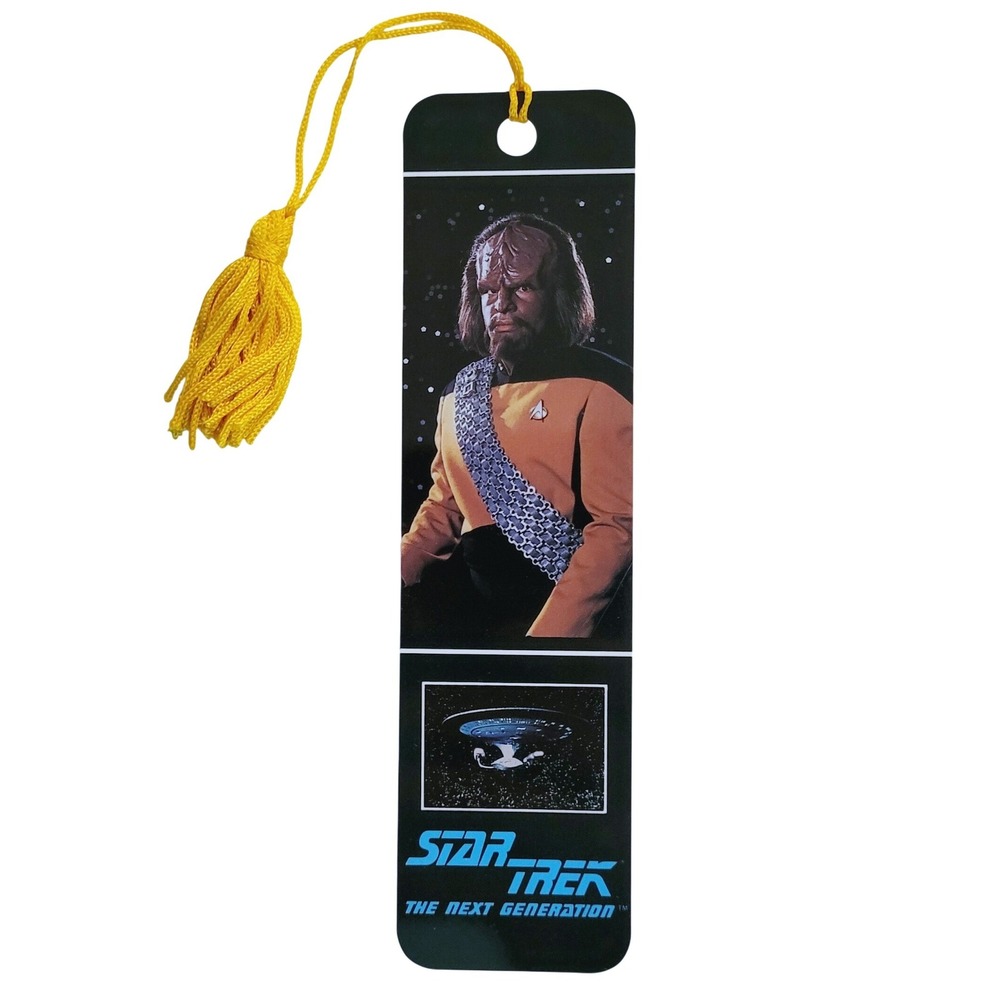 Vintage 90s Star Trek Lt. Worf Bookmark- Michael Dorn Next Gen- 1992 Antioch USA